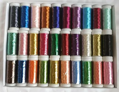 £16.99 • Buy 30 Metallic Embroidery Threads Spools, 30 Different Colors 200 Metrs Each Spool 