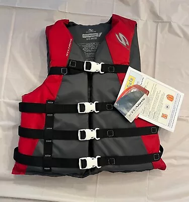 Stearns Classic Series Adult Universal Life Vest - Red/Grey Adult Life Jacket • $17.99