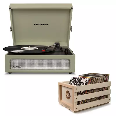 Crosley Voyager Sage - Bluetooth Portable Turntable & Record Storage Crate • $270.95