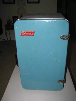 Vintage AQUA Coleman Upright 1960 S Travel Cooler • $115