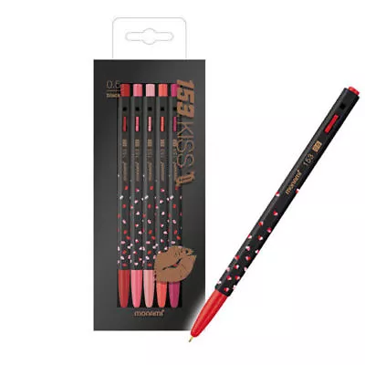 Monami Ballpoint Pen Gift Set Of 5 - 153 KISS Edition (0.5mm) - Black • $15.99