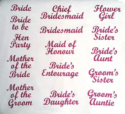 £2.19 • Buy Wedding Bridesmaid Transfer Iron On T Shirt Hen Party Fuschia Pink Glitter Patch