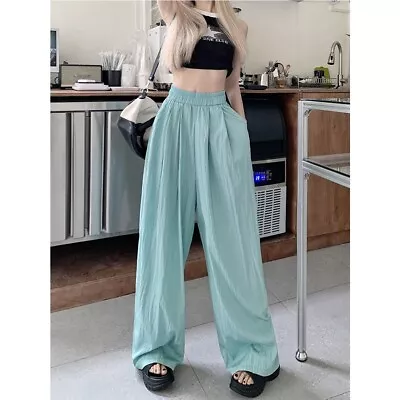 Elastic Waist Straight Leisure Pants For Women In Loose Fit Korean Style • $21.60