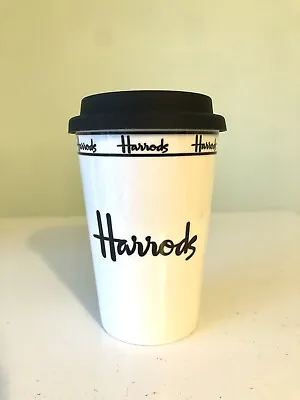 £14.99 • Buy Harrods Travel Mug Lid Black White Coffee Tea Hot Cold Drinks Gift Pack