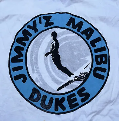 Vintage Grunge Jimmy’Z Malibu Dukes Surfer Single Stitch T Shirt Sz L Made USA • $34.50