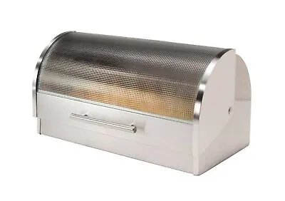 Oggi Stainless Steel Roll Top Bread Box With Tempered Glass Lid • $77.99