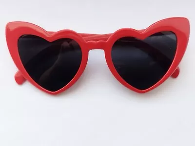 Fashion Cool Red Love Heart Shaped Novelty Sunglasses Sci Fi 60s/ 70s  Retro • £2.99