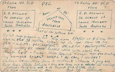 QSL QSO Card CB HAM Radio PostCard 1927 Lower MITCHAM South Australia QRH 38 • $14.99