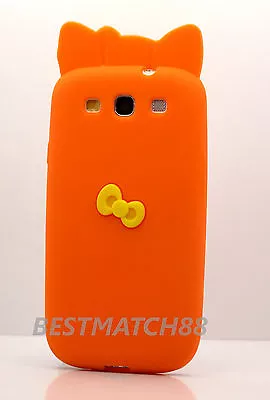FOR SAMSUNG I9300 GALAXY S3 S III  ORANGE 3D BOW SOFT SILICONE CASE • $7.80
