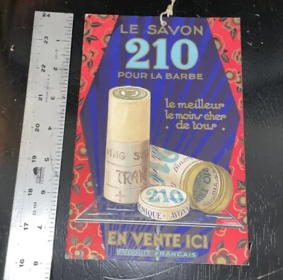 Vintage French  Le Savon 210   Chromolith Shaving Soap Ad Original Art Deco • $196.98