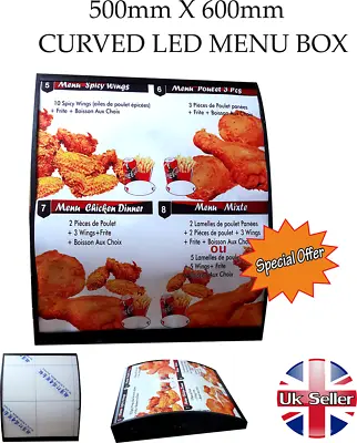 LED Curved Menu Box + Back_lit Photo Restaurant Take Away High Quality • £175