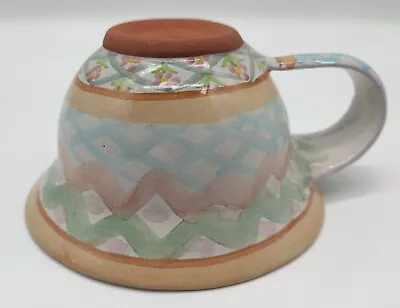 Mackenzie-Childs Coffee Cup Tea Cup Green Blue Pink Peach Floral/ZigZag/Stripe • $26.99