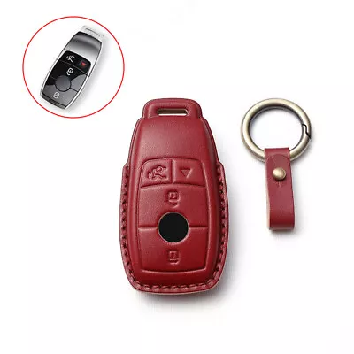 Leather Remote Key Fob Cover Case Shell For Benz E S Class W213 E300 4 Buttons • $20.70