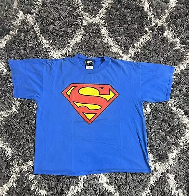 Superman T Shirt Men’s XL Vintage 90s Marvel Blue Gildan Heavyweight • $28.12