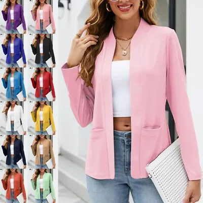 Women Blazer Long Sleeve Cardigan Ladies Casual Open Front Business Comfy • $26.90