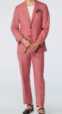 Men Wedding Suits Red Slim Fit Suit Jacket Tuxedo Two Button On Sale Under 1000 • $76.53