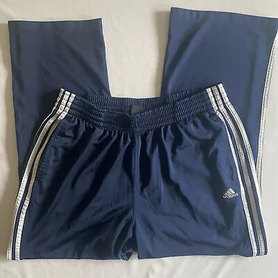 Adidas Track Pants Mens Large Blue Straight Fit Embroidered Logo Gym Sweatpants • $19.99