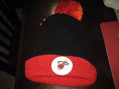 MENS MIAMI HEAT Mitchell & Ness Winter BEANIE HAT BLACK/RED/ORANGE  NWT • $7.03