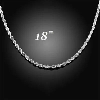 Mens Womens 925 Sterling Silver 4mm Twisted Rope Chain Necklace 16 -30  • $12.99