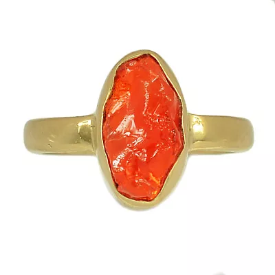 18K Gold Vermeil Natural Mexican Opal Rough Ring Jewelry S.7 CR39739 • $11.99