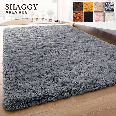 Large Fluffy Rugs Anti Slip Shaggy Rug Thick Living Room Bedroom Carpet Door Mat • £7.99