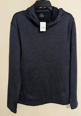 Mens J Crew Authentic Fleece Long Sleeve Cowl Neck Hoodie Navy Blue New NWT M • $39.99