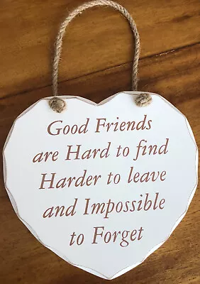 HANGING WOODEN HEART SHAPED PLAQUE GIFT  DECORATION DOOR WALL. BNWT. Good Friend • £2