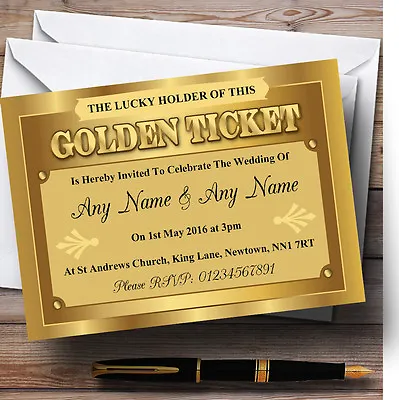 £7.29 • Buy Golden Ticket Personalised Wedding Invitations