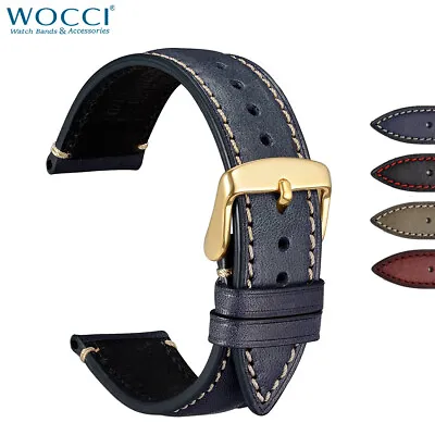WOCCI  Watch Strap 14mm 18mm 20mm 22mm Nubuck Italian Leather Watchbands For Men • $37.39