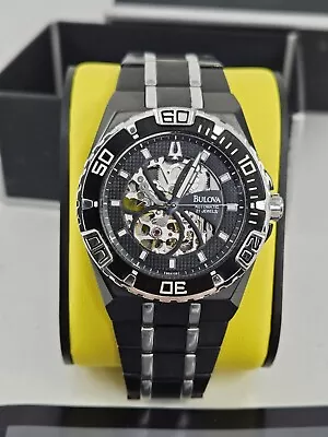 Bulova Marine Star 977614 Black Skeleton Dial Automatic 21 Jewels MSRP $595 • $170