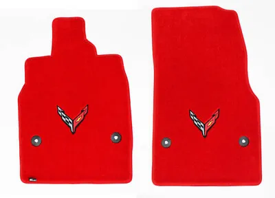 NEW! Adrenaline Red FLOOR MATS 2020-2024 CORVETTE C8 Flags Logo Embroidered • $160.99