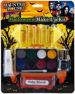 Complete Halloween Make Up Kit Face Paints Zombie Witch Clown Vampire Fake Blood • £3.65