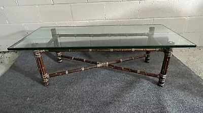 McGuire Vintage Bamboo Glass Top Coffee Table • $2000