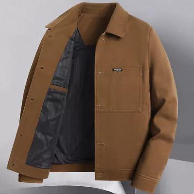 Men's Lapel Business Casual Jacket Simple Button Long Sleeve Coat Outwear Tops • $39.58