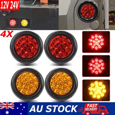 4x 4  Round LED Tail Lights Reverse Blinker Stop Brake Lamp Trailer Truck Ute AU • $42.98