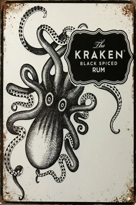 $10 • Buy KRAKEN RUM Rustic Look Vintage Tin Metal Sign Man Cave, Shed-Garage & Bar Sign