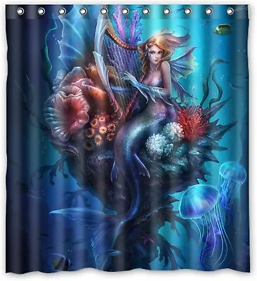 KXMDXA Decorative Vintage Mermaid Art Waterproof Polyester Bath Shower Curtain S • $25