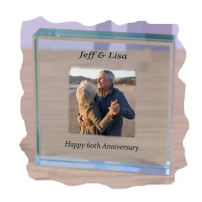 £19.99 • Buy 60th Wedding Anniversary Personalised Gift Glass Paperweight Keepsake With Photo