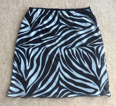 PLT Zebra Print Mesh Fabric Short Lined Stretch Skirt - Size 6 - BNWOT • £5