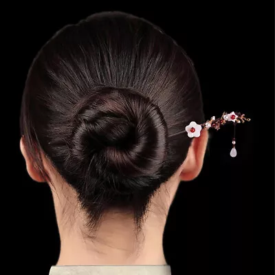 Women Imitation Jade Hair Chopsticks Wooden Hairpin Hanfu Headdress Hair Fork • $5.10