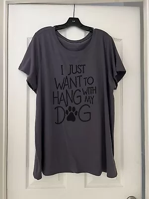 Torrid Womens Graphic Tee Gray Crew Neck Tee Sz 3X (22-24) Hang With Dog Cotton • $9.99