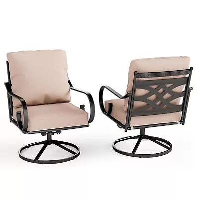 2 Piece Swivel Patio Chairs Outdoor Dining Chairs Metal Rocking Chair W/ Cushion • $349.99