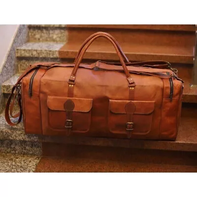 Leather Bag Genuine Travel Duffle Vintage Weekend Vibes Overnight Men S Luggage • $84.60