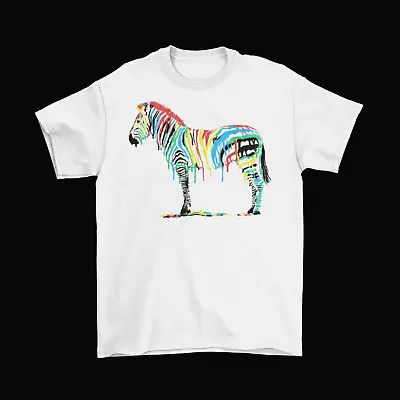 Painted Zebra T-Shirt Mens Unisex Cotton Adult Sizes Fruit Stripe Animals New  • $24.95