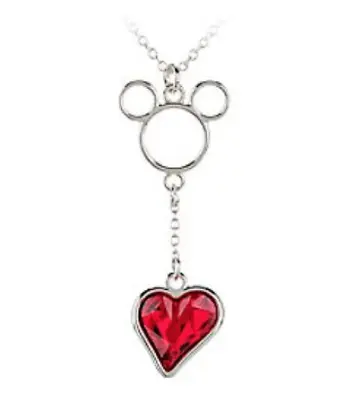 New Disney Authentic✿Mickey Mouse Necklace Red Heart✿Made With Swarovski Crystal • $29.95