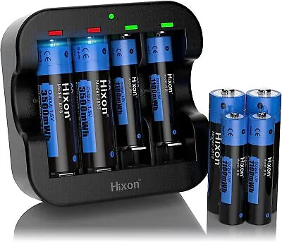 Hixon Lot 1.5V Rechargeable AA AAA Lithium Batteries 3500mWh/1100mWh Capacity  • $89.97