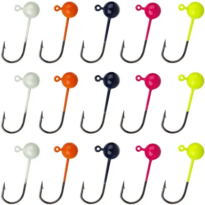 50pcs Painted Round Jig Heads Fishing Hook Crappie Bass Lures Bait 1/64 1/32 Oz • $12.99
