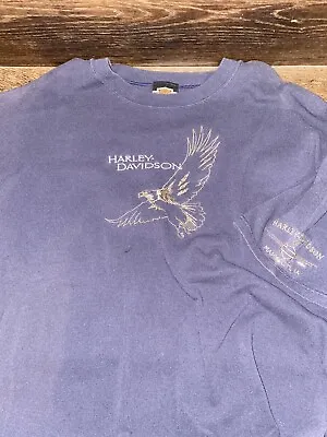 Vintage HARLEY DAVIDSON Shirt Adult Extra Large Blue Eagle Mason City IA USA • $12.99