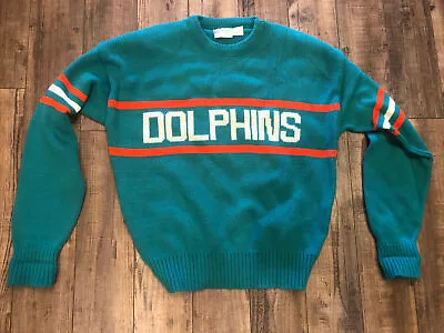 Vintage 1980’s Miami Dolphins Cliff Engle Sweater LG USA Mike Ditka Style RARE • $199.99