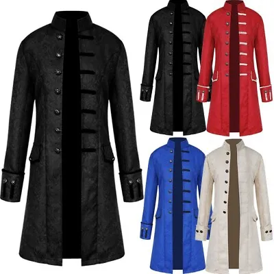 Autumn Trench Coat Men Boys Jacket Victorian Tailcoat Medieval Gothic Costume • $23.74